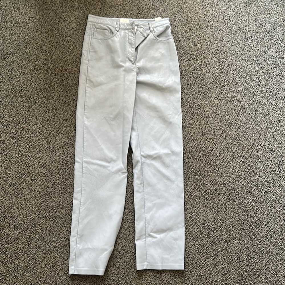 NWOT melina baby blue leather pants size 6